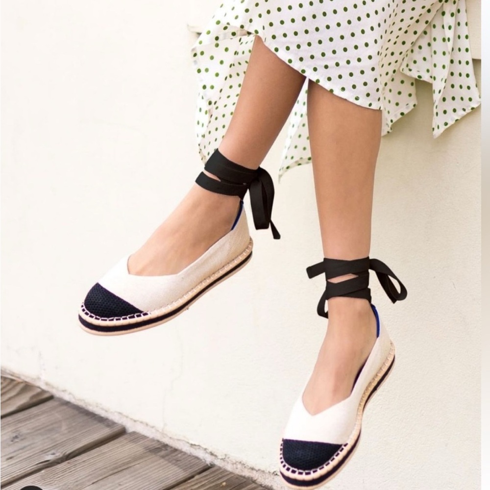 Rothy's Black and White Espadrille Flats